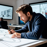 A diverse team of professional animators and storytellers, fully clothed in modest studio attire, collaborating intensely in a modern, bright animation studio. They are surrounded by digital drawing tablets displaying character concepts, storyboards on a large screen, and detailed design sketches on a drafting table. Subtle Parisian architectural elements are visible on their screens in the background. The atmosphere is innovative and highly collaborative. High-resolution, professional studio photography, dynamic lighting, sharp focus, perfect anatomy, correct proportions, natural pose, well-formed hands, proper finger count, natural body proportions. Safe for work, appropriate content, family-friendly.