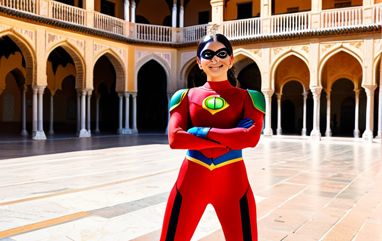 레이디버그의 미래 전망 - Ladybug in Spain**

"Ladybug, fully clothed in her signature superhero suit, standing in front of th...